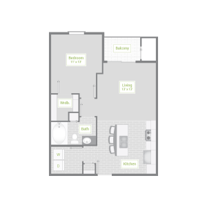 Park120 Oak Hills Apartments Floor Plan 1A E Building